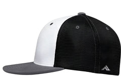Pacific Headwear ES341 Premium M2 Performance Trucker Flexfit Cap - White Black Graphite