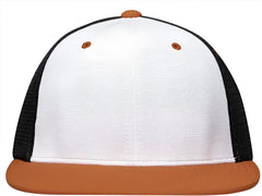 Pacific Headwear ES341 Premium M2 Performance Trucker Flexfit Cap - White Black Orange