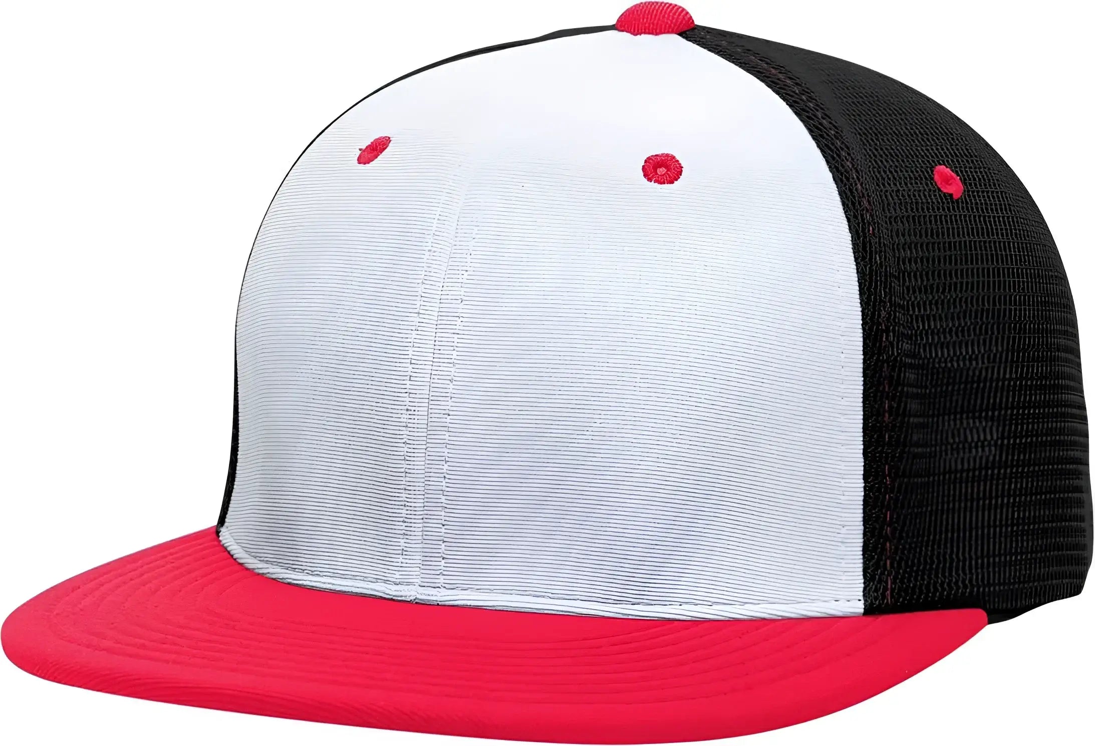 Pacific Headwear ES341 Premium M2 Performance Trucker Flexfit Cap - White Black Red - White Black / 6 3/8’’ - 6 7/8’’