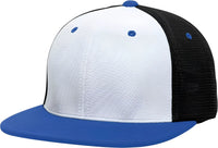 Pacific Headwear ES341 Premium M2 Performance Trucker Flexfit Cap - White Black Royal - White Black / 6 3/8’’ - 6 7/8’’