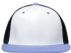 Pacific Headwear ES341 Premium M2 Performance Trucker Flexfit Cap - White Navy Columbia Blue