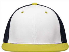 Pacific Headwear ES341 Premium M2 Performance Trucker Flexfit Cap - White Navy Gold