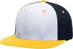 Pacific Headwear ES341 Premium M2 Performance Trucker Flexfit Cap - White Navy Gold - White Navy / 6 3/8’’ - 6 7/8’’