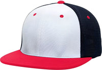 Pacific Headwear ES341 Premium M2 Performance Trucker Flexfit Cap - White Navy Red - White Navy Red / 6 3/8’’ - 6 7/8’’