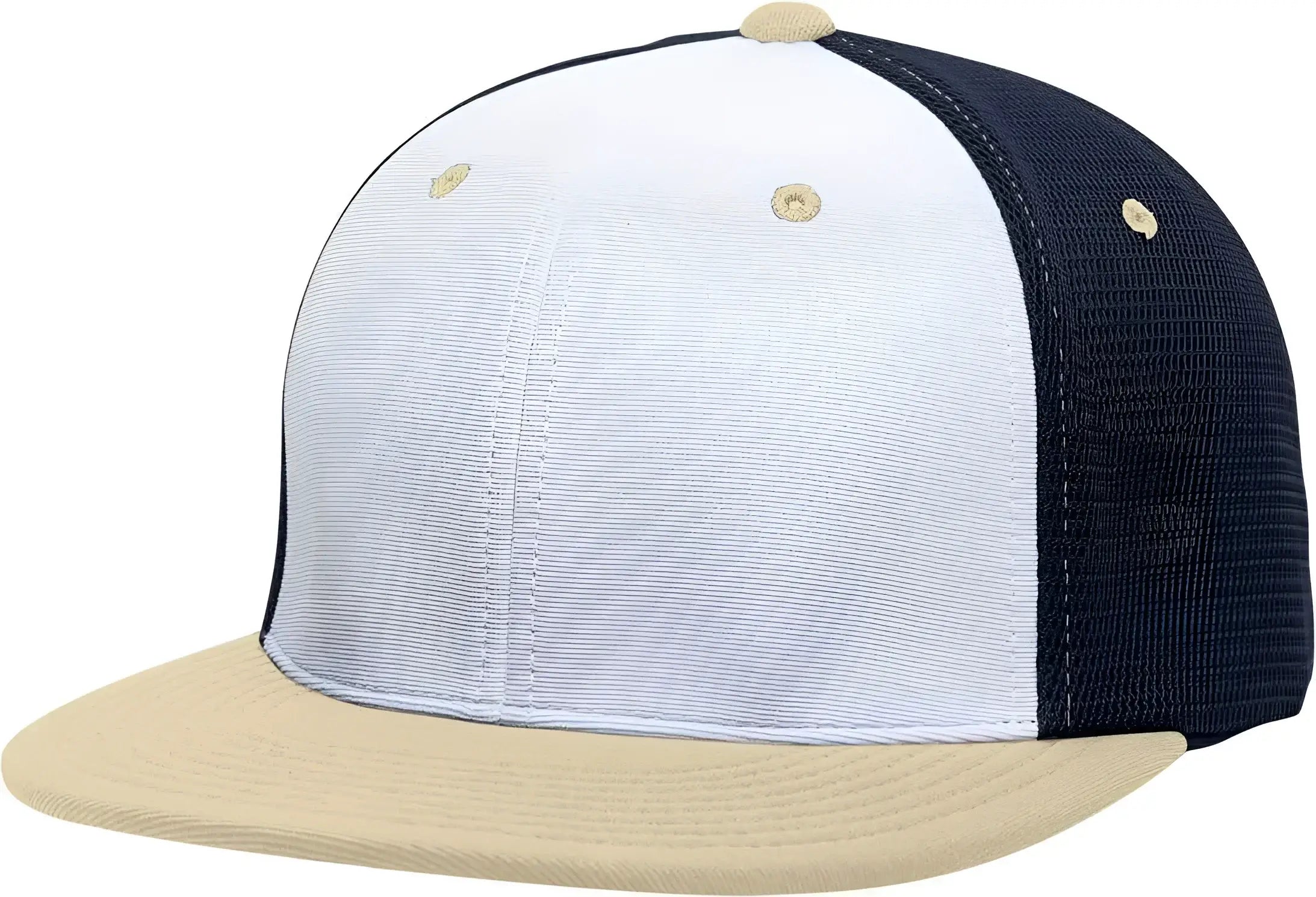 Pacific Headwear ES341 Premium M2 Performance Trucker Flexfit Cap - White Navy Vegas Gold - White Navy / 6 3/8’’ - 6