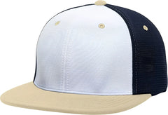 Pacific Headwear ES341 Premium M2 Performance Trucker Flexfit Cap - White Navy Vegas Gold - White Navy / 6 3/8’’ - 6