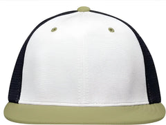 Pacific Headwear ES341 Premium M2 Performance Trucker Flexfit Cap - White Navy Vegas Gold