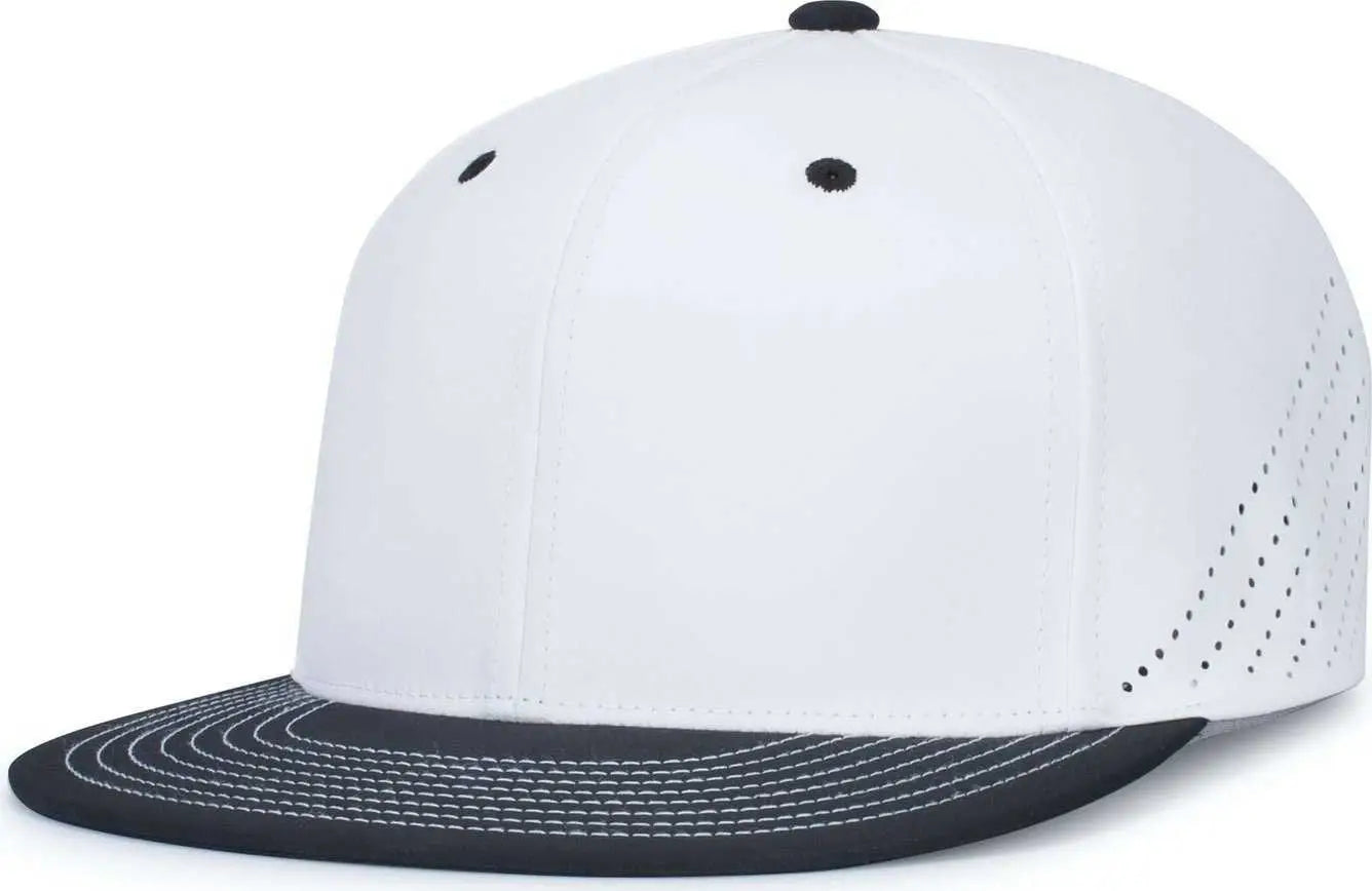 Pacific Headwear ES471 Premium Lightweight Perforated Pacflex Coolcore Cap - White Black - White Black / 6 1/2’’ 7’’