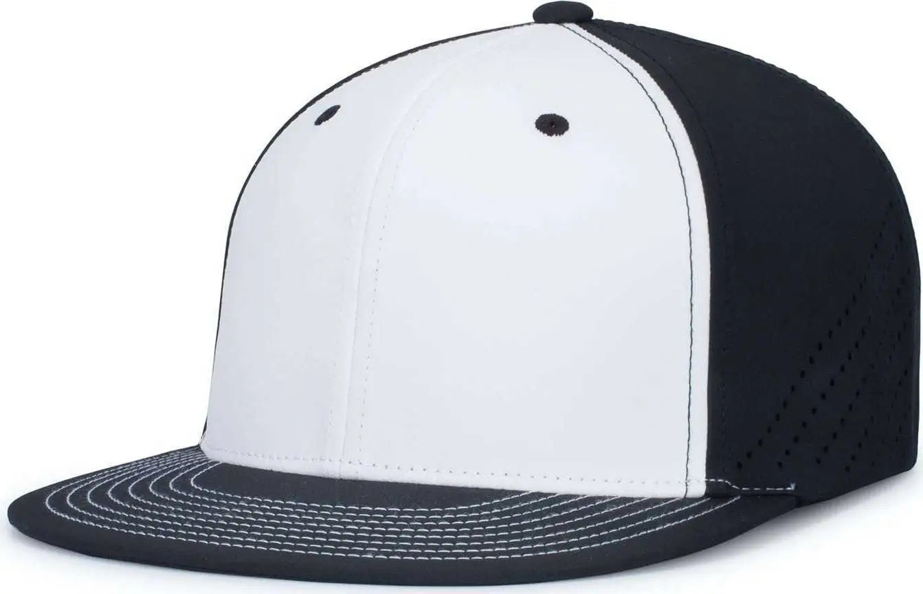 Pacific Headwear ES471 Premium Lightweight Perforated Pacflex Coolcore Cap - White Black Black - White Black / 6 1/2’’