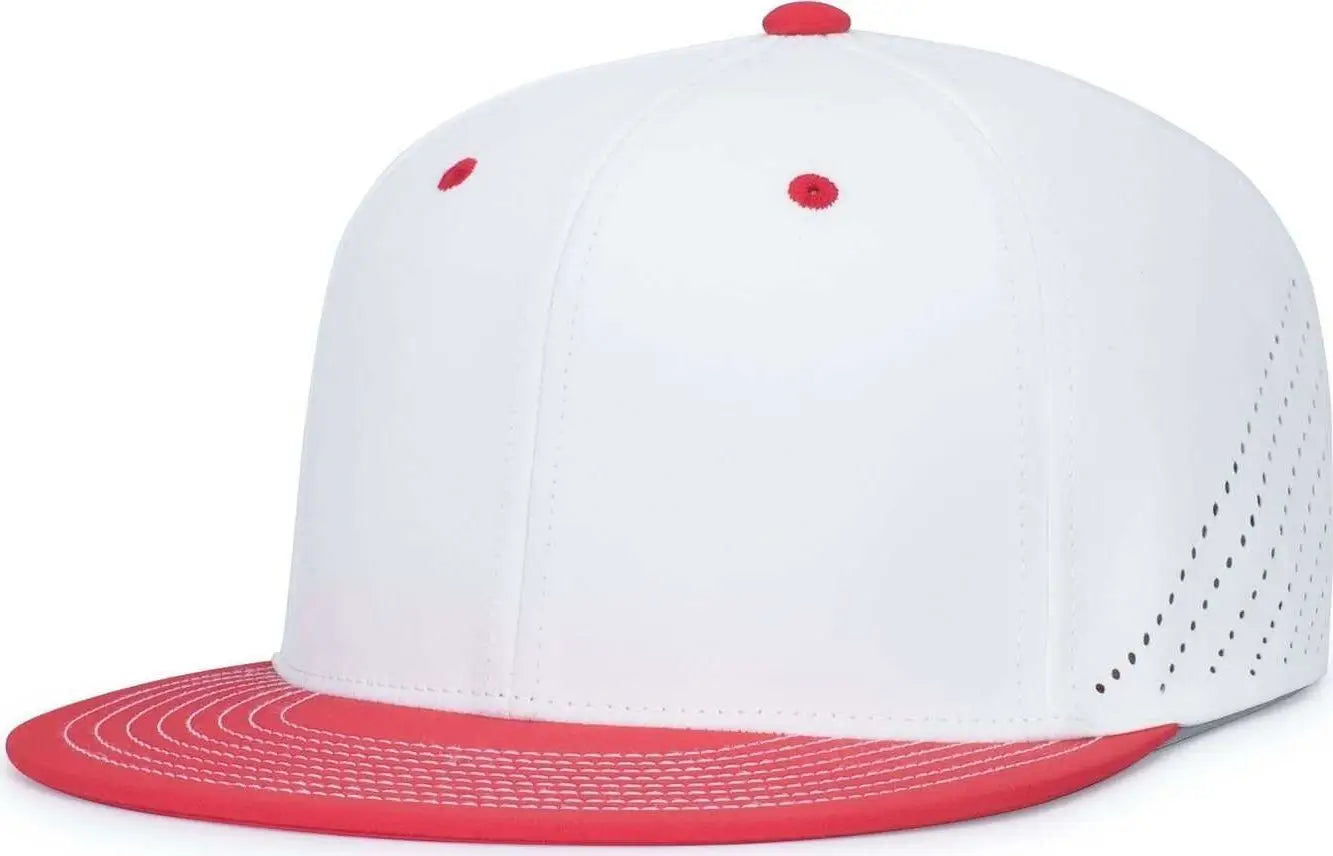 Pacific Headwear ES471 Premium Lightweight Perforated Pacflex Coolcore Cap - White Red - White Red / 6 1/2’’ 7’’