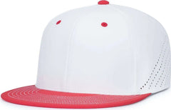 Pacific Headwear ES471 Premium Lightweight Perforated Pacflex Coolcore Cap - White Red - White Red / 6 1/2’’ 7’’