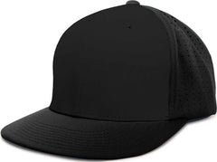 Pacific Headwear ES474 Perforated F3 Performance Flexfit Cap - Black - Black / 6 3/8’’ - 6 7/8’’
