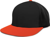 Pacific Headwear ES474 Perforated F3 Performance Flexfit Cap - Black Orange - Black Orange / 6 3/8’’ - 6 7/8’’