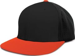 Pacific Headwear ES474 Perforated F3 Performance Flexfit Cap - Black Orange - Black Orange / 6 3/8’’ - 6 7/8’’