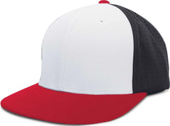 Pacific Headwear ES474 Perforated F3 Performance Flexfit Cap - White Navy Red - White Navy Red / 6 3/8’’ - 6 7/8’’