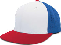 Pacific Headwear ES474 Perforated F3 Performance Flexfit Cap - White Royal Red - White Royal Red / 6 3/8’’ - 6 7/8’’