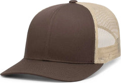 Pacific Headwear P113 Eco Trucker Snapback - Brown Khaki Brown - Brown Khaki / 7’’ 7 7/8’’