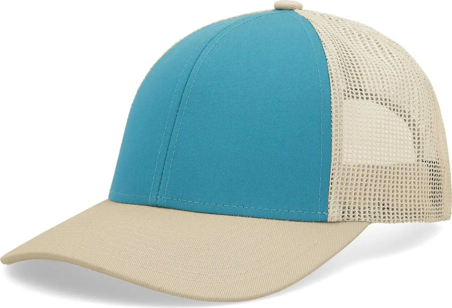 Pacific Headwear P114 Low-Pro Trucker Cap - Beige Teal Beige - Beige Teal Beige / 6 1/2’’ - 7’’