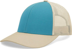 Pacific Headwear P114 Low-Pro Trucker Cap - Beige Teal Beige - Beige Teal Beige / 6 1/2’’ - 7’’