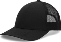 Pacific Headwear P114 Low-Pro Trucker Cap - Black - Black / 6 1/2’’ - 7’’