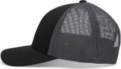 Pacific Headwear P114 Low-Pro Trucker Cap - Black Graphite Black
