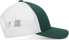 Pacific Headwear P114 Low-Pro Trucker Cap - Dark Green White Dark Green