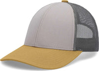 Pacific Headwear P114 Low-Pro Trucker Cap - Heather Gray Charcoal Amber Gold - Light Gray Gold / 6 1/2’’ - 7’’