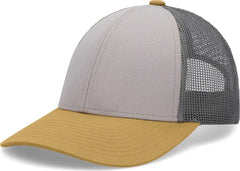 Pacific Headwear P114 Low-Pro Trucker Cap - Heather Gray Charcoal Amber Gold - Light Gray Gold / 6 1/2’’ - 7’’
