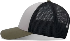 Pacific Headwear P114 Low-Pro Trucker Cap - Heather Grey Light Charcoal Moss