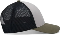 Pacific Headwear P114 Low-Pro Trucker Cap - Heather Grey Light Charcoal Moss