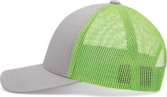 Pacific Headwear P114 Low-Pro Trucker Cap - Heather Grey Neon Green Heather Grey