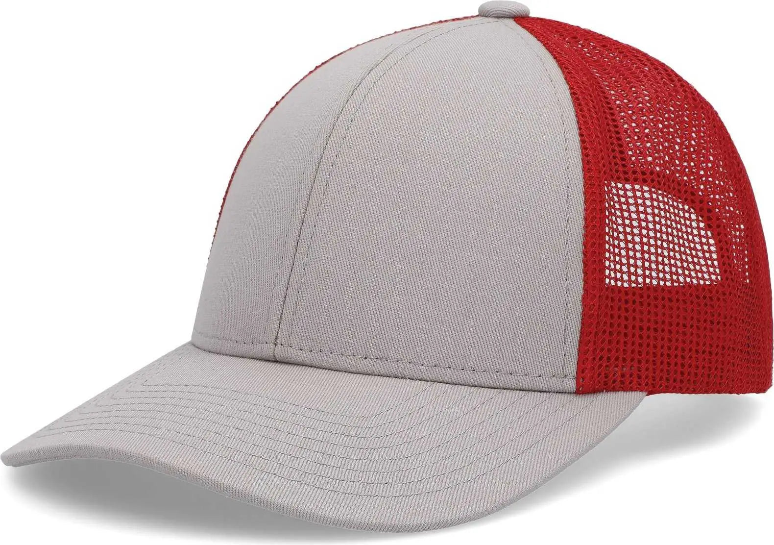 Pacific Headwear P114 Low-Pro Trucker Cap - Heather Grey Red Heather Grey - Heather Grey Red Heather Grey / 6 1/2’’