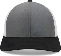 Pacific Headwear P114 Low-Pro Trucker Cap - Light Charcoal White Black