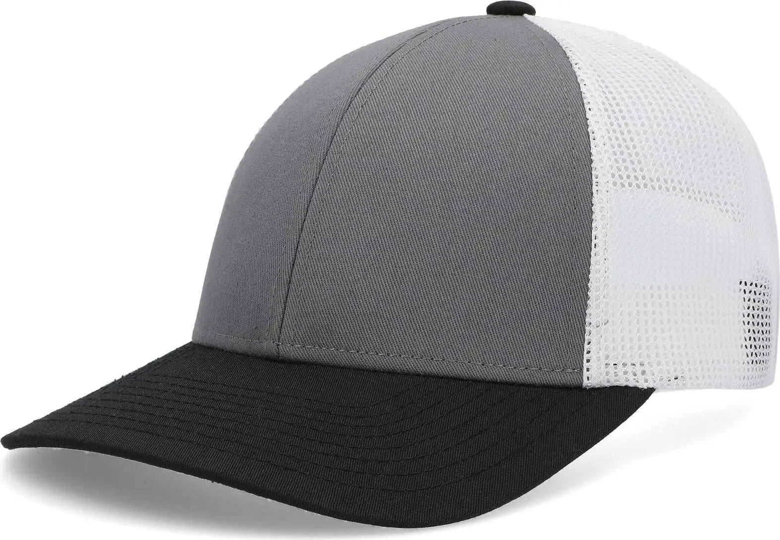 Pacific Headwear P114 Low-Pro Trucker Cap - Light Charcoal White Black - Light Charcoal White Black / 6 1/2’’ - 7’’
