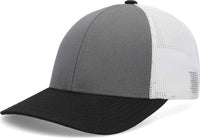 Pacific Headwear P114 Low-Pro Trucker Cap - Light Charcoal White Black - Light Charcoal White Black / 6 1/2’’ - 7’’