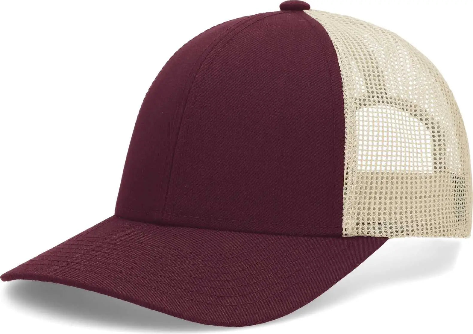 Pacific Headwear P114 Low-Pro Trucker Cap - Maroon Beige Maroon - Maroon Beige Maroon / 7’’ - 7 7/8’’