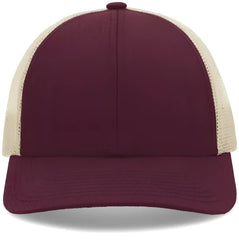 Pacific Headwear P114 Low-Pro Trucker Cap - Maroon Beige Maroon - Maroon Beige Maroon / 7’’ - 7 7/8’’