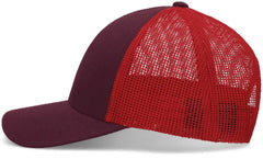 Pacific Headwear P114 Low-Pro Trucker Cap - Maroon Red Maroon