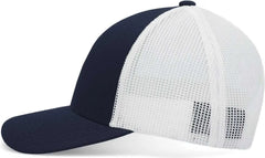 Pacific Headwear P114 Low-Pro Trucker Cap - Navy White Navy