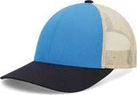 Pacific Headwear P114 Low-Pro Trucker Cap - Panther Teal Beige Navy - Panther Teal Beige Navy / 7’’ - 7 7/8’’