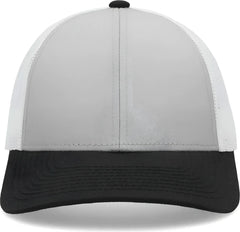 Pacific Headwear P114 Low-Pro Trucker Cap - Silver White Black
