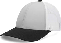 Pacific Headwear P114 Low-Pro Trucker Cap - Silver White Black - Silver White Black / 6 1/2’’ - 7’’