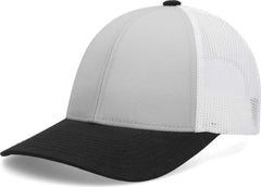 Pacific Headwear P114 Low-Pro Trucker Cap - Silver White Black - Silver White Black / 6 1/2’’ - 7’’