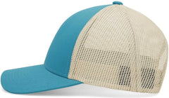 Pacific Headwear P114 Low-Pro Trucker Cap - Teal Beige Teal - Teal Beige Teal / 7’’ - 7 7/8’’