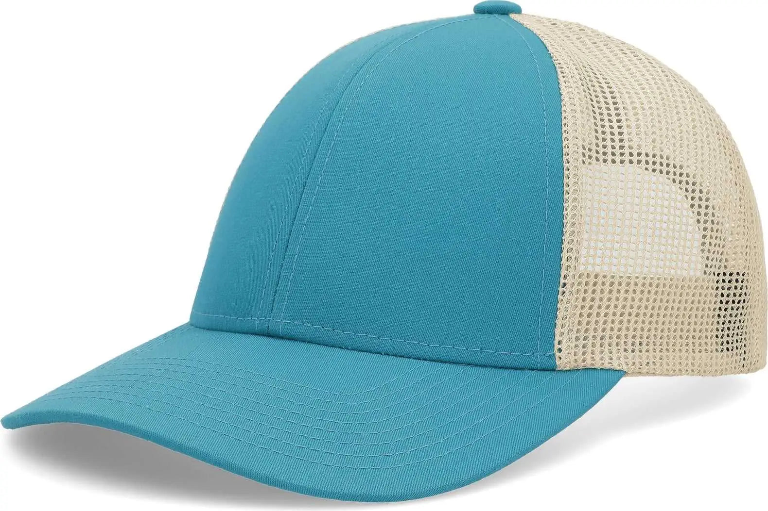 Pacific Headwear P114 Low-Pro Trucker Cap - Teal Beige Teal - Teal Beige Teal / 7’’ - 7 7/8’’