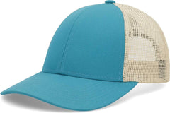 Pacific Headwear P114 Low-Pro Trucker Cap - Teal Beige Teal - Teal Beige Teal / 7’’ - 7 7/8’’