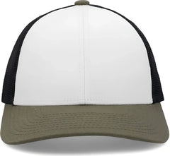 Pacific Headwear P114 Low-Pro Trucker Cap - White Light Charcoal Moss