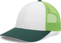 Pacific Headwear P114 Low-Pro Trucker Cap - White Lime Dark Green - White Lime Dark Green / 6 1/2’’ - 7’’