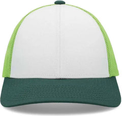 Pacific Headwear P114 Low-Pro Trucker Cap - White Lime Dark Green