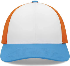 Pacific Headwear P114 Low-Pro Trucker Cap - White Neon Orange Panther Teal